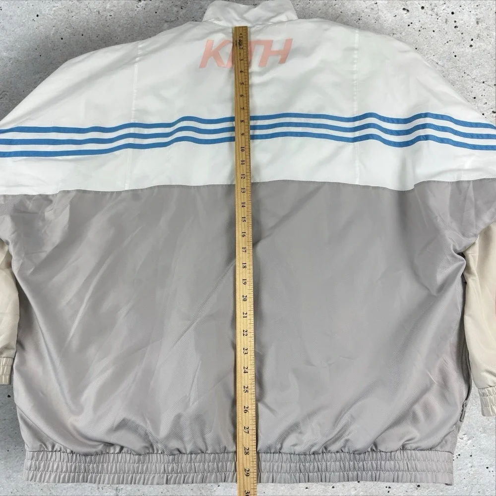 Adidas‎ KITH Track Windbreaker Jacket Size L Oversized White Three Stipe Pastel